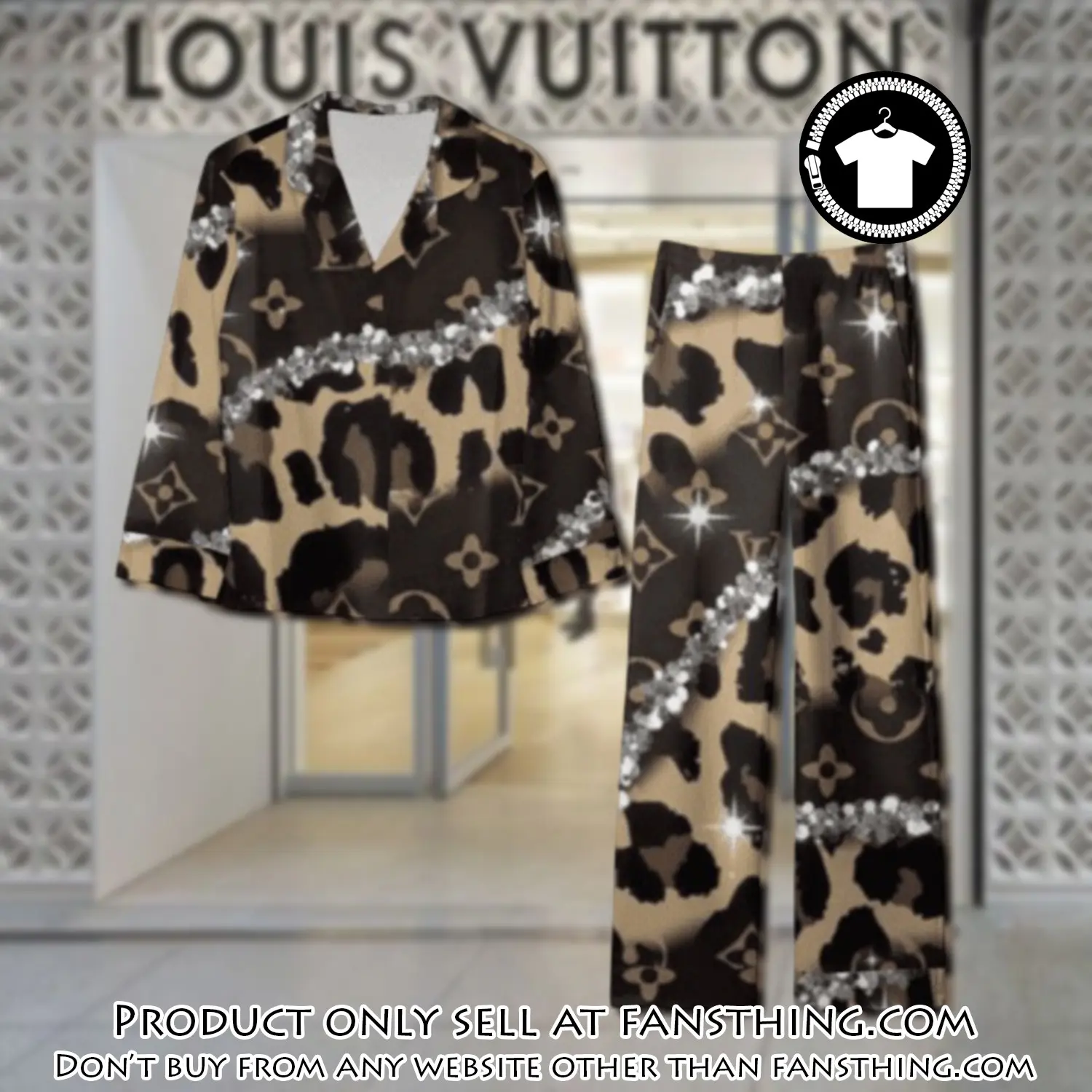 Trending luxury lv satin pajama set pjs1087 fst0716737